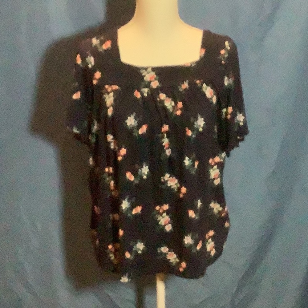 Lucky Brand Dark Blue Short Sleeved Top